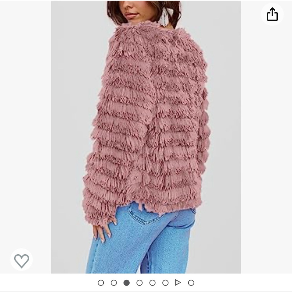 NWT Faux Fur Shaggy Lightweight Fall Jacket Outerwear Med pink fun rave Y2K - Picture 2 of 3